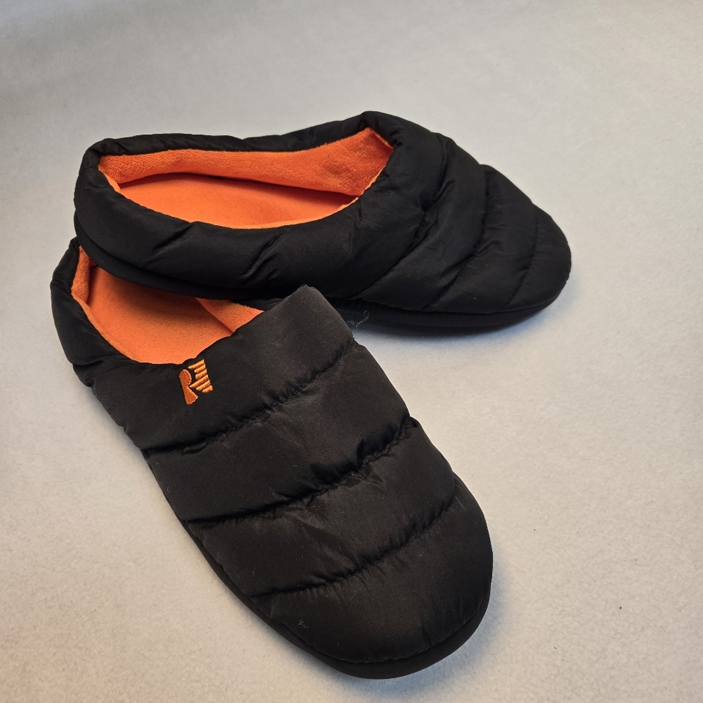 RockDove Men's Memory Foam Campground Slippers Black Orange  Shoes Size 13-14 XL